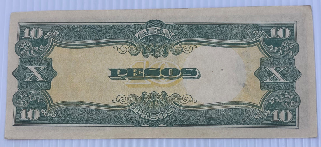 Philippines 1943 10 Pesos P-111 Circulated World Banknote From Lot — back