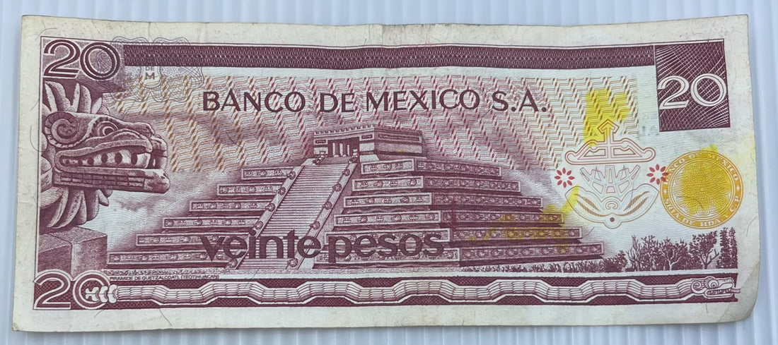 Mexico 1973 20 Pesos P-64 Circulated World Banknote — back