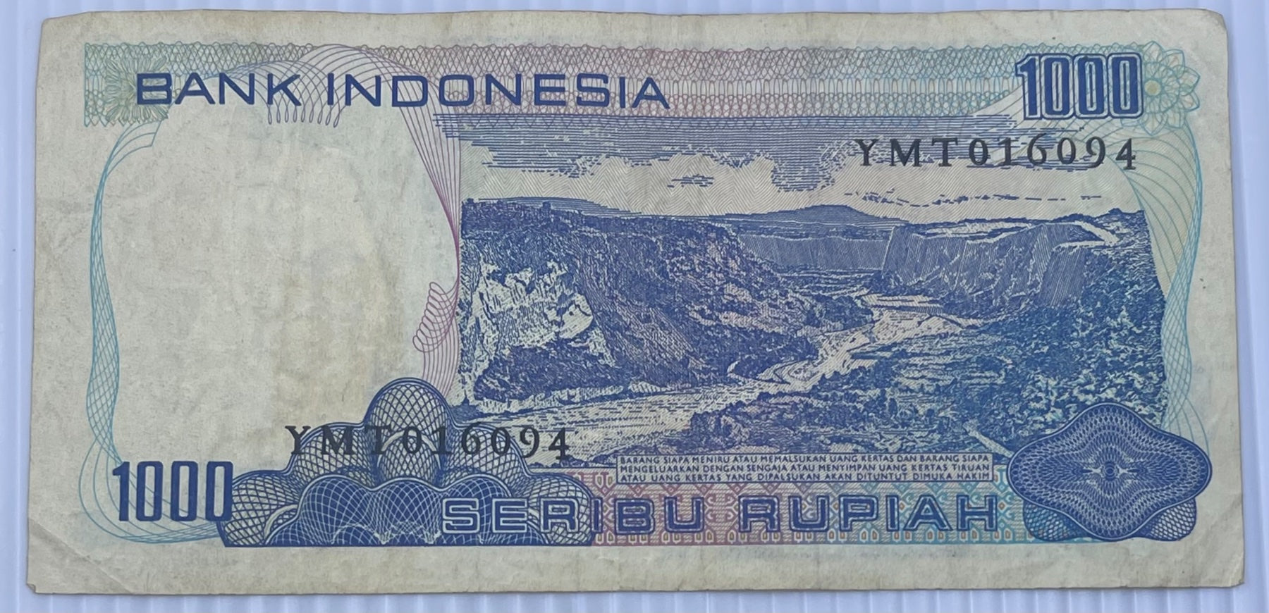 Indonesia 1980 1000 Rupiah P-119 Circulated World Banknote — back