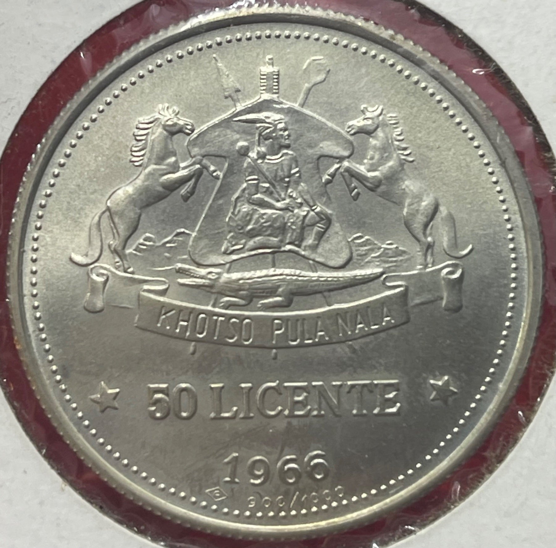 Lesotho 1966 50 Licente  KM-2 Uncirculated World Coin Item Shown — back