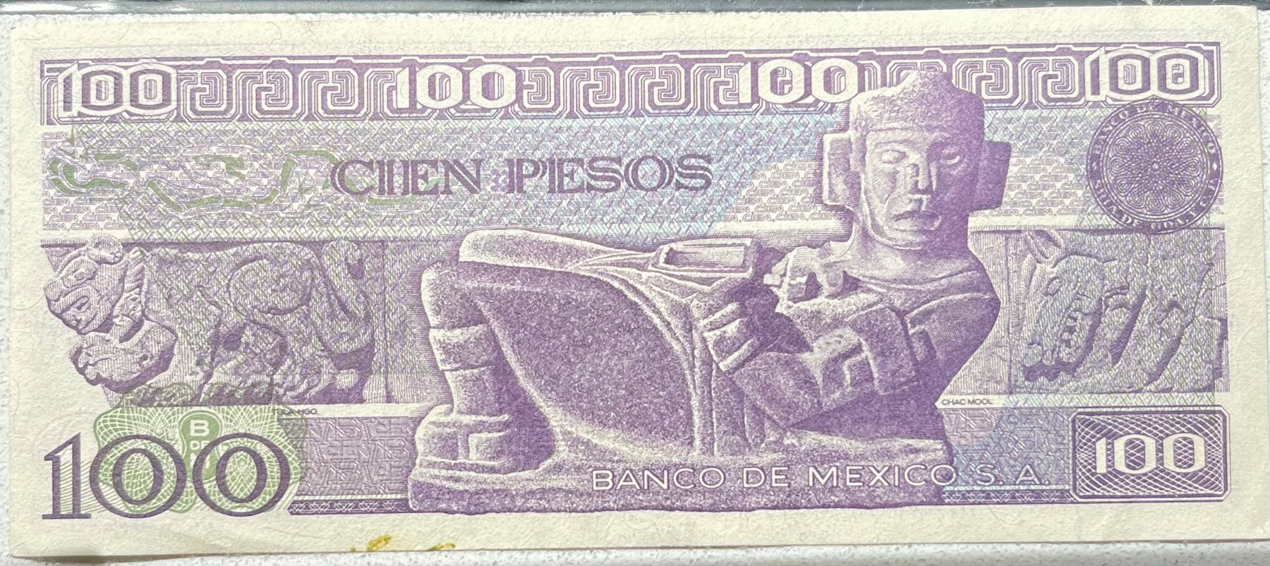 Mexico 1981 100 Pesos P-74 UNC World Banknote — back
