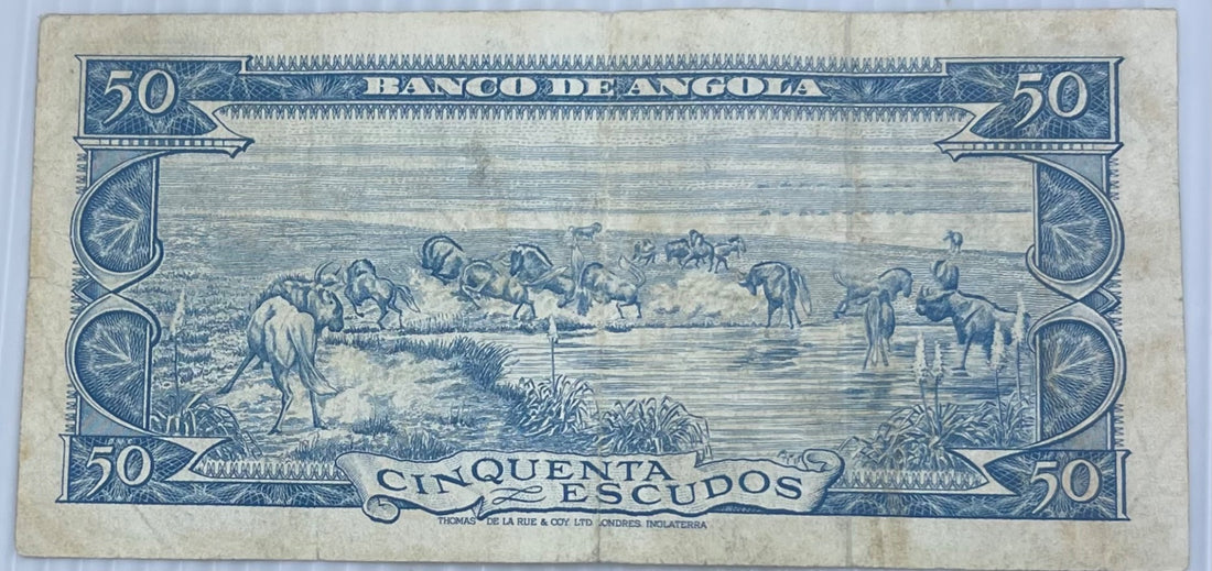 Angola 1962 50 Escudos P-92 Circulated World Banknote From Lot — back