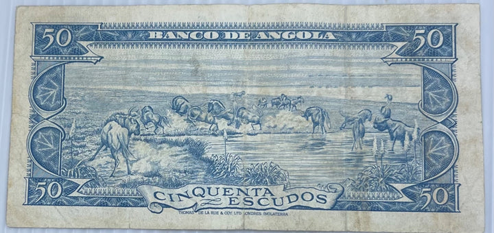 Angola 1962 50 Escudos P-92 Circulated World Banknote From Lot — back