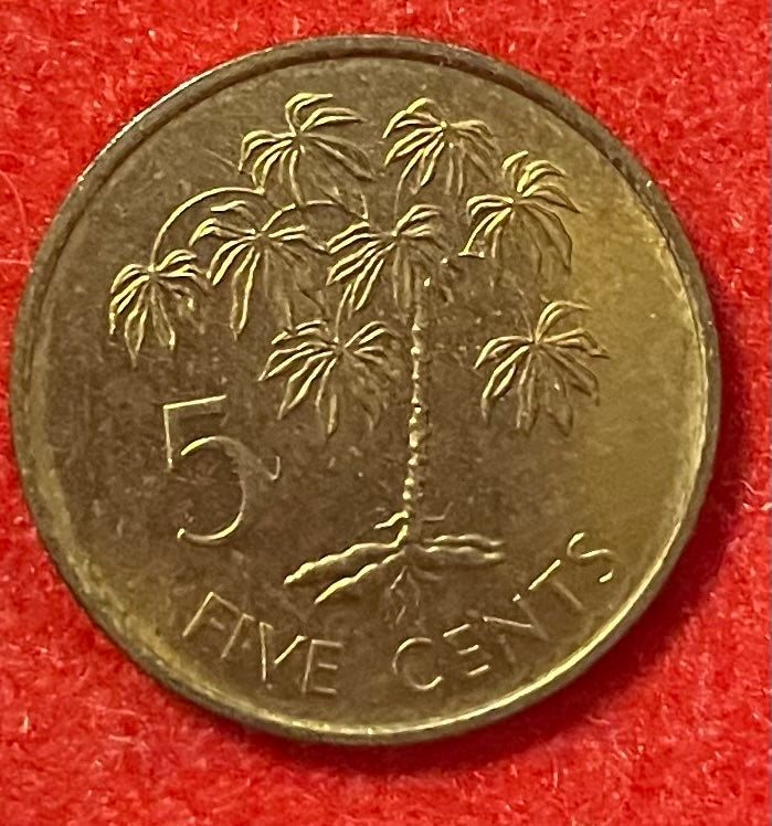 Seychelles 1982 5 Cents Seychellois Rupee (SCR) Circulated World Coin Item Shown — back
