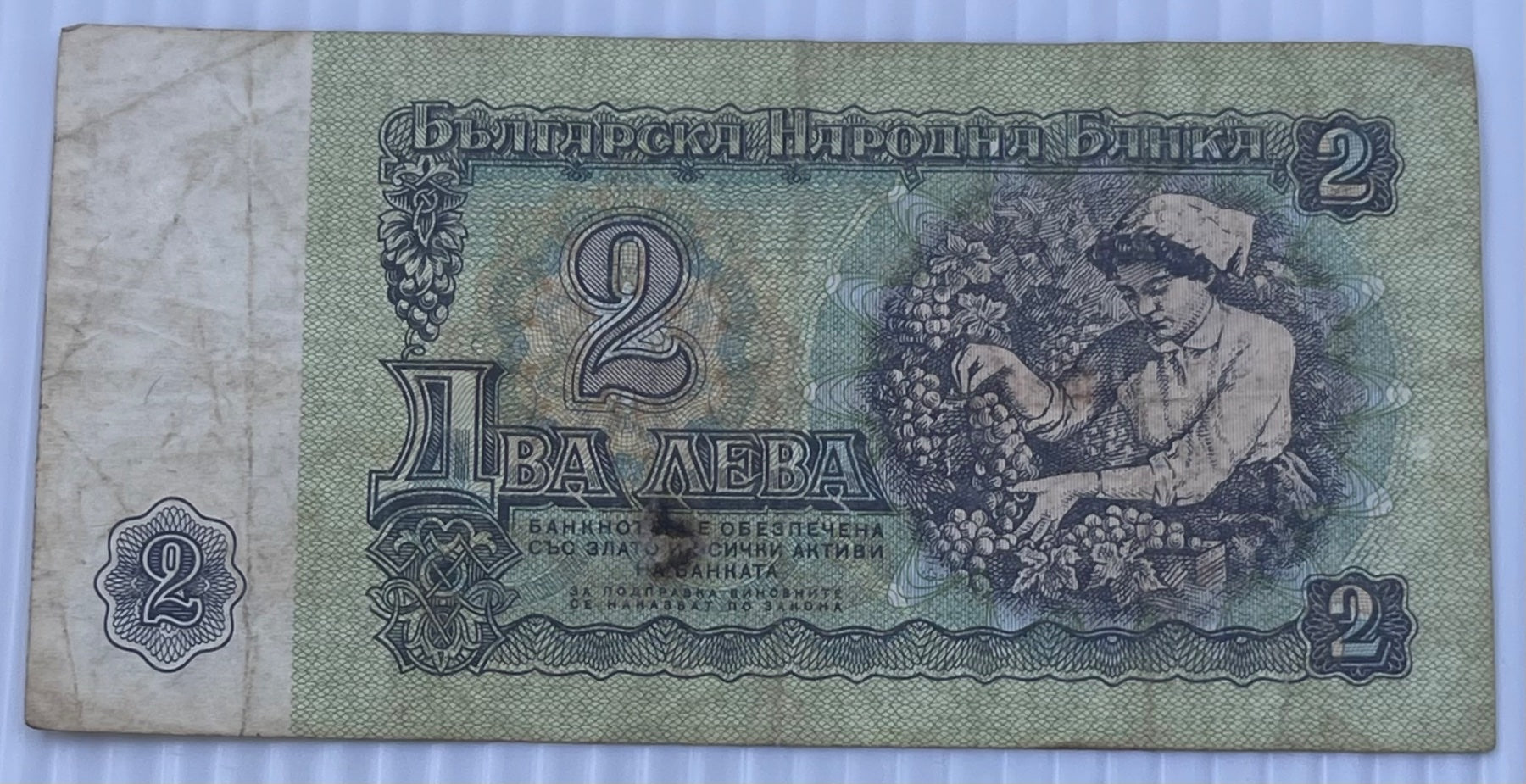 Bulgaria 1974 2 Leva P-94 Circulated World Banknote — back
