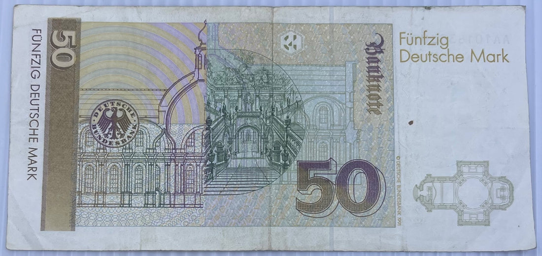 Germany 1989 50 Mark P-40 Circulated World Banknote — back