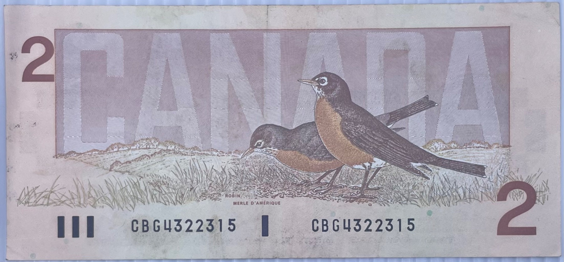 Canada 1986 2 Dollars P-97 Circulated World Banknote Note Shown — back