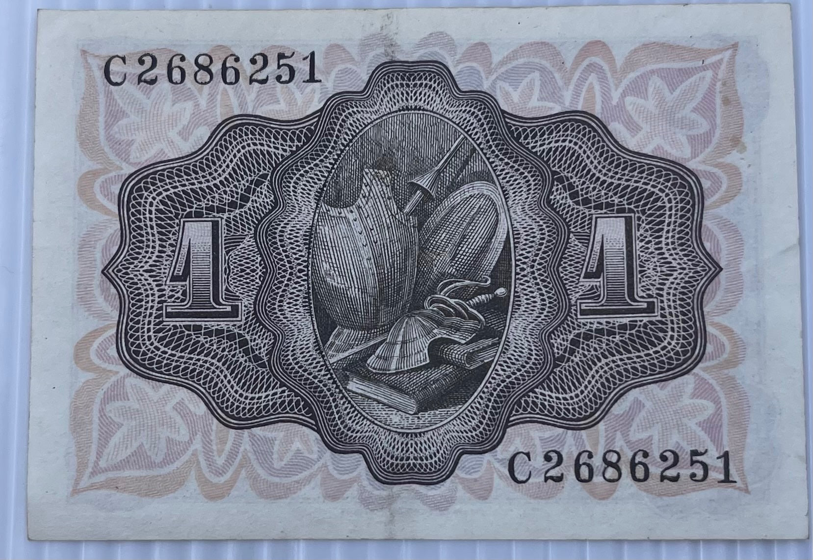 Spain 1951 1 Peseta P-139 Circulated World Banknote Note Shown — back