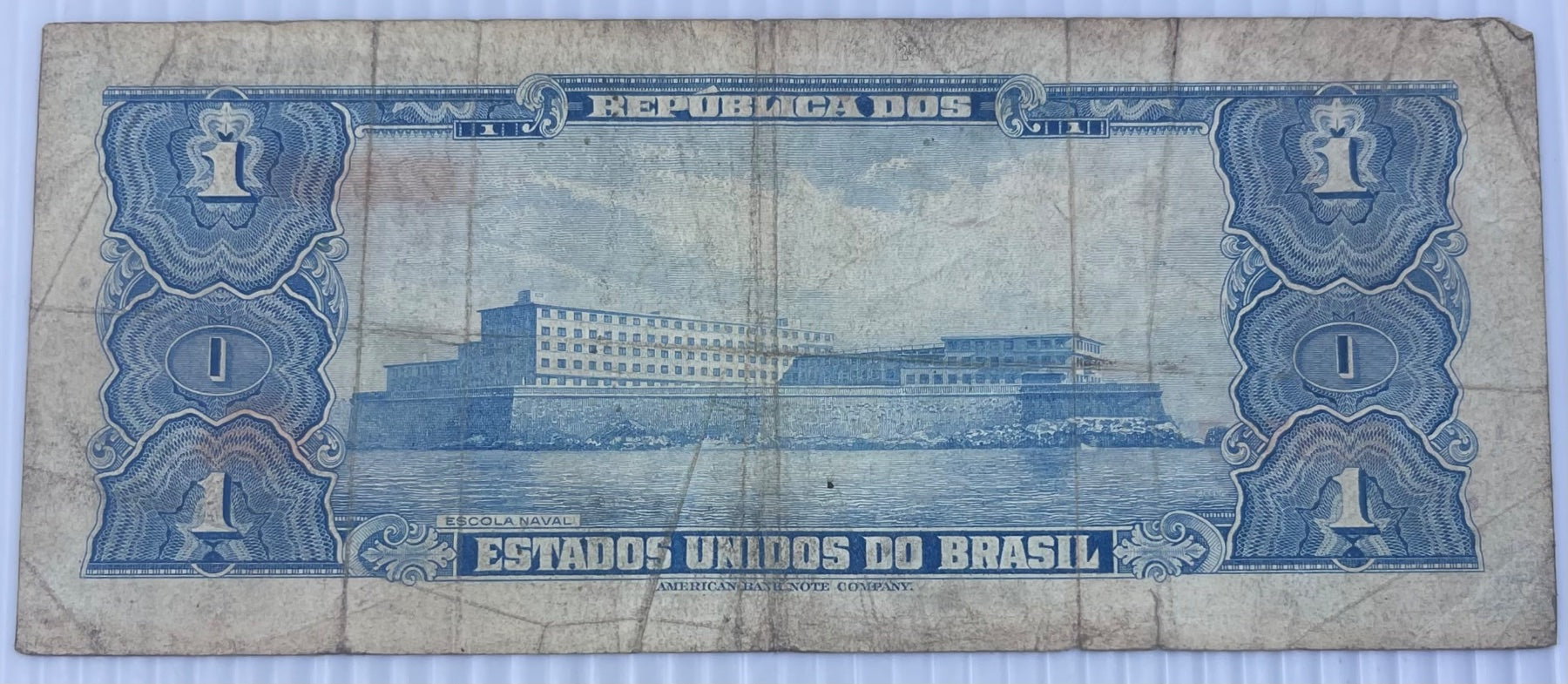 Brazil 1954 1 Cruzeiro P-150 Circulated World Banknote — back