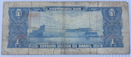 Brazil 1954 1 Cruzeiro P-150 Circulated World Banknote — back