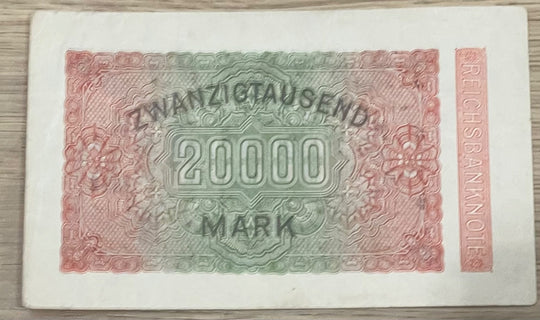 Germany 1923 20000 Mark P-85 Circulated World Banknote — back