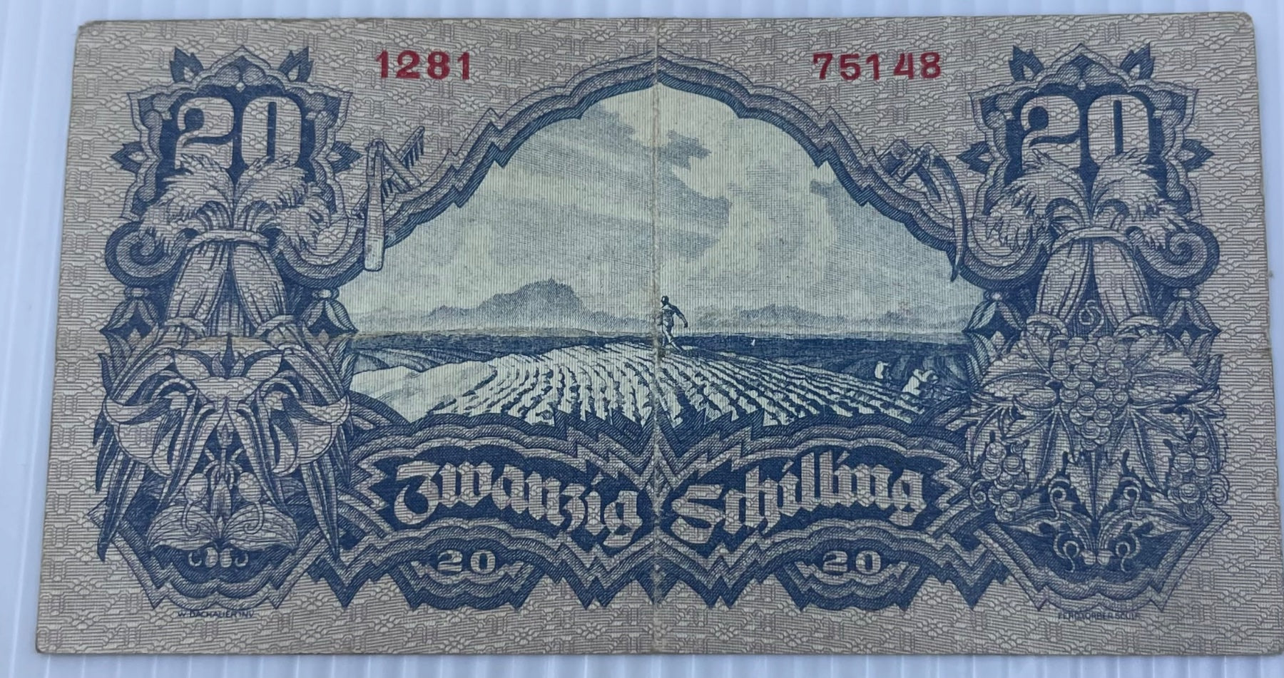 Austria 1945 20 Schilling P-116 Circulated World Banknote — back