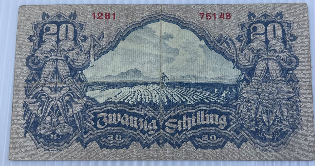 Austria 1945 20 Schilling P-116 Circulated World Banknote — back