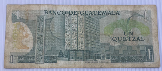 Guatemala 1973 1 Quetzal P-59A Circulated World Banknote — back
