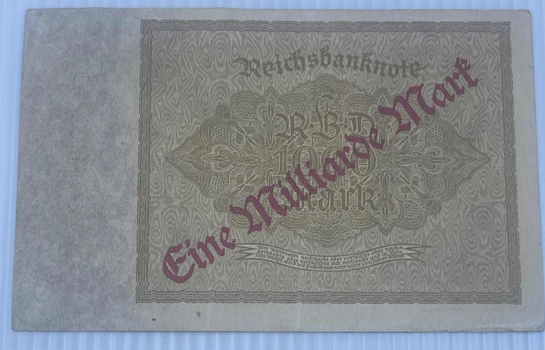 Germany 1923 1 Milliarde Mark Circulated World Banknote — back