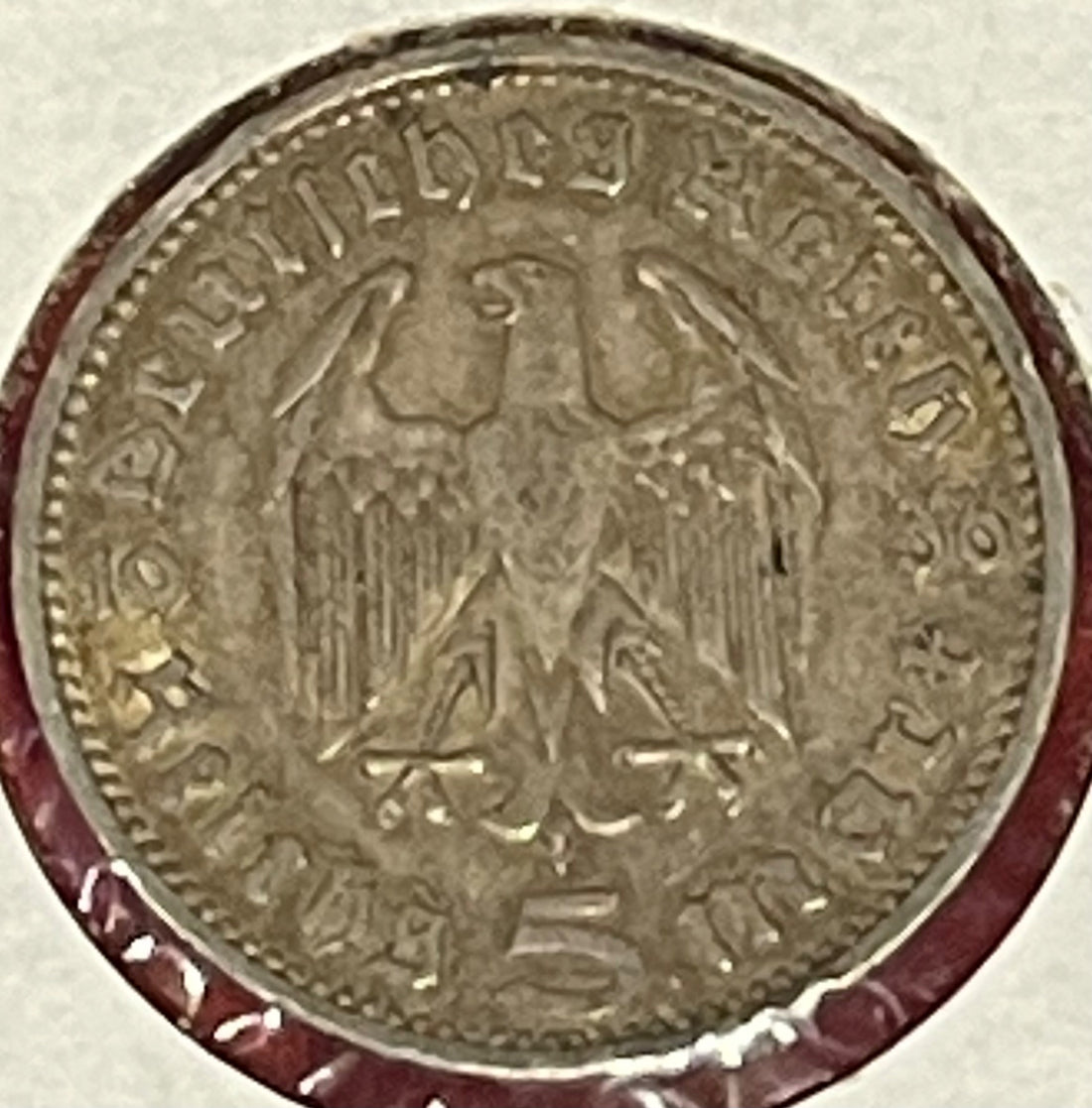 Germany 1936 A 5 Reichsmark Circulated World Coin P-KM-94 Circulated World Coin Item Shown — back