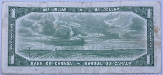 Canada 1954 1 Dollar P-66b Circulated World Banknote — back