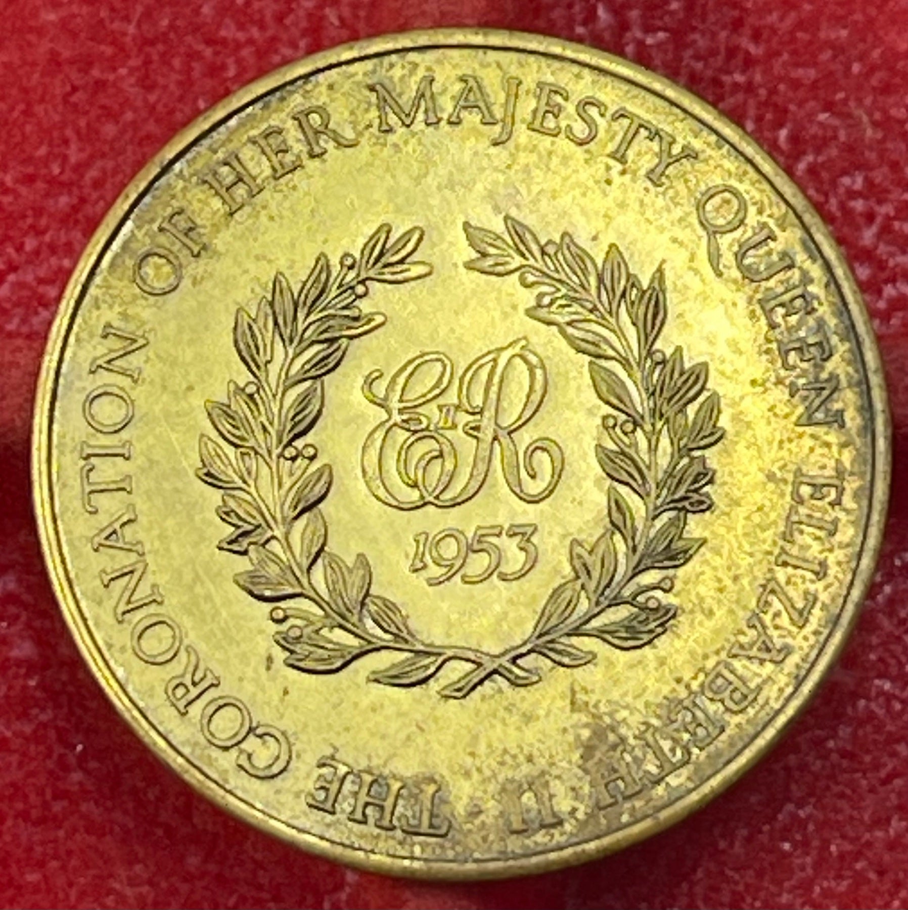 United Kingdom 1953 Coronation of Queen Elizabeth II souvenir 1953 Coronation of Queen Elizabeth II souvenir medal — exact BHM number undetermined Brass (likely) Circulated Medal Item Shown — back