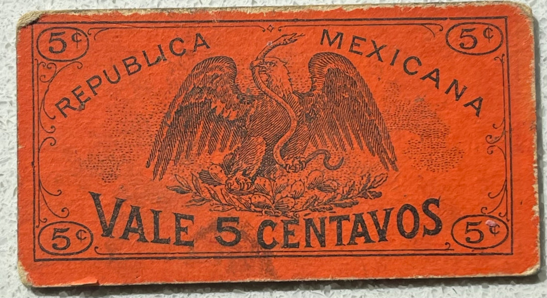 Mexico 1914 5 Centavos P-S681A Circulated World Banknote — back
