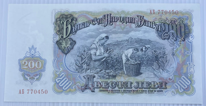 Bulgaria 1951 200 lev P-87 AUNC World Banknote From Lot — back