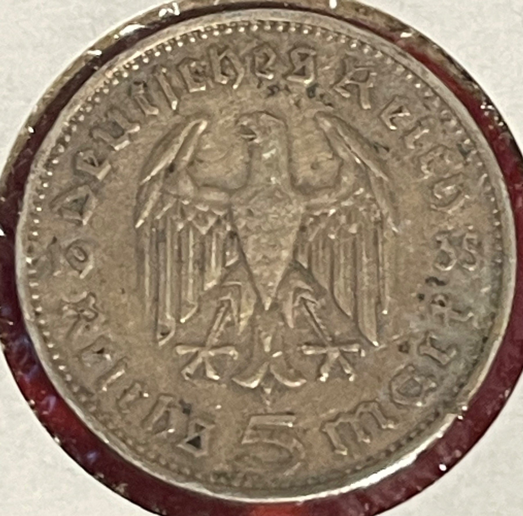 Germany 1935 5 Reichsmark KM-86 Circulated World Coin Item Shown — back