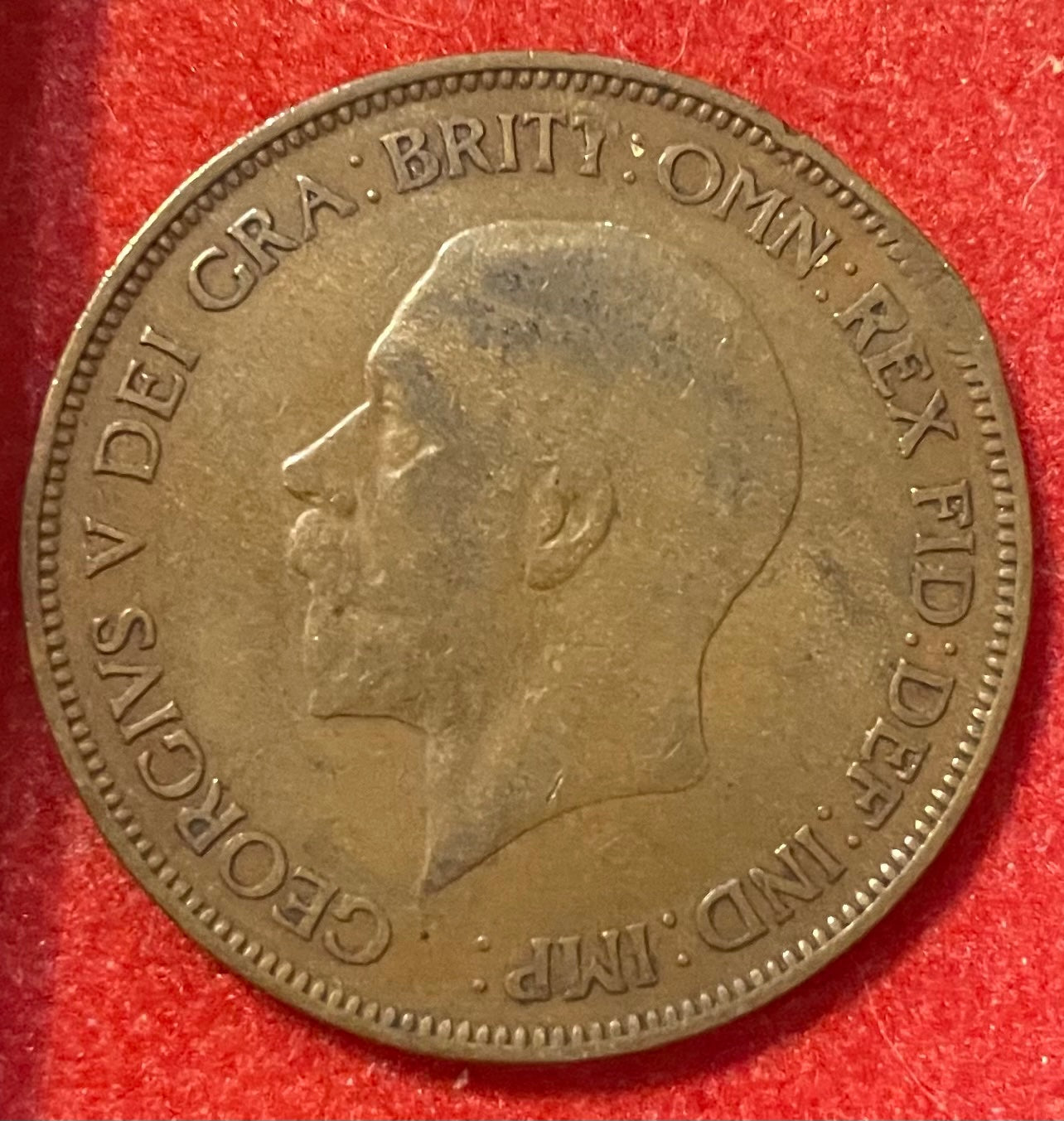 United Kingdom 1929 One Penny Pound Sterling (pre-decimal) KM-810 Circulated World Coin Item Shown — back