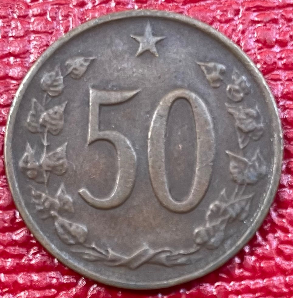 Czechoslovakia 1965 50 haléřů Circulated World Coin Item Shown — back
