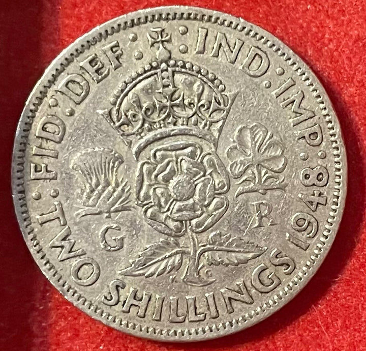United Kingdom 1948 Two Shillings Pound Sterling (pre-decimal) KM-861 Circulated World Coin Item Shown — back