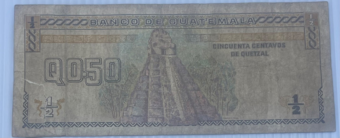 Guatemala 50 Centavos Circulated World Banknote — back