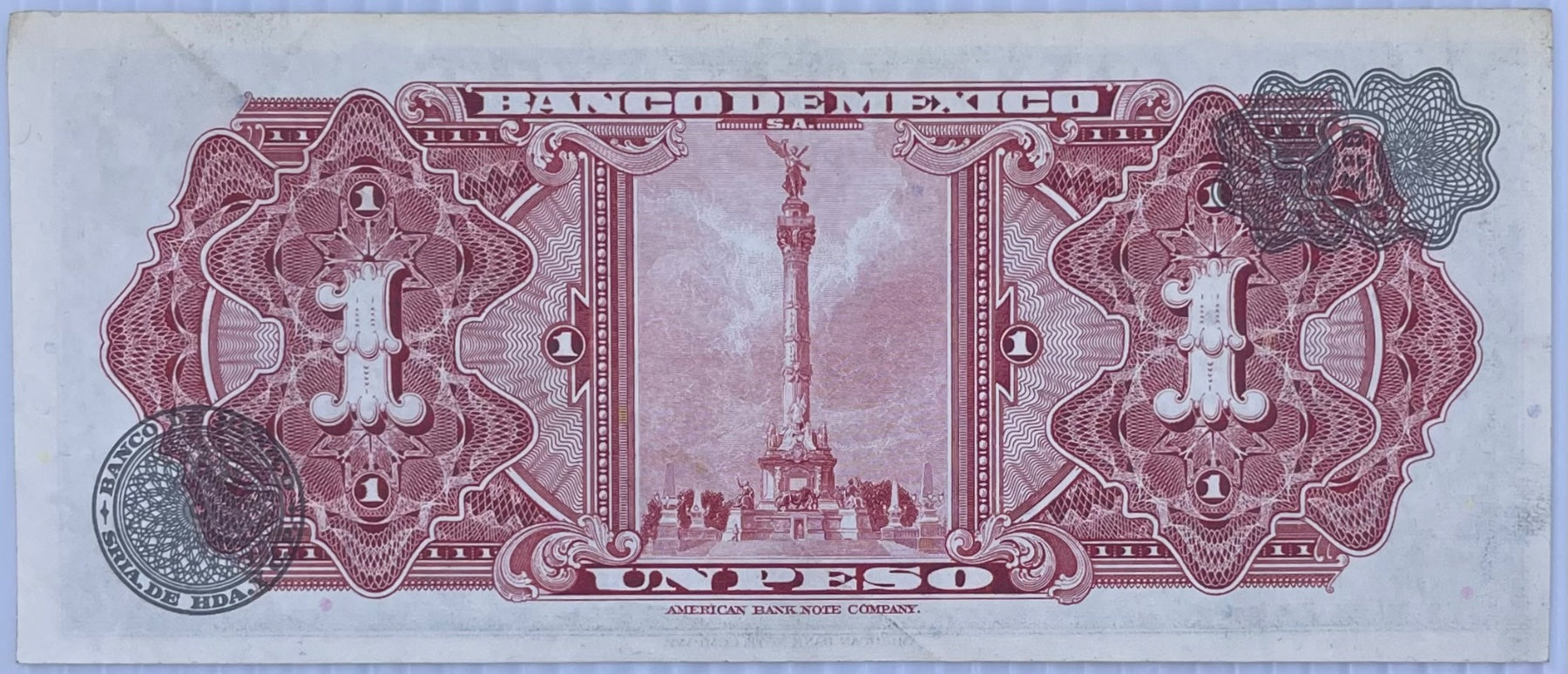 Mexico 1970 1 Peso Circulated World Banknote Note Shown — back