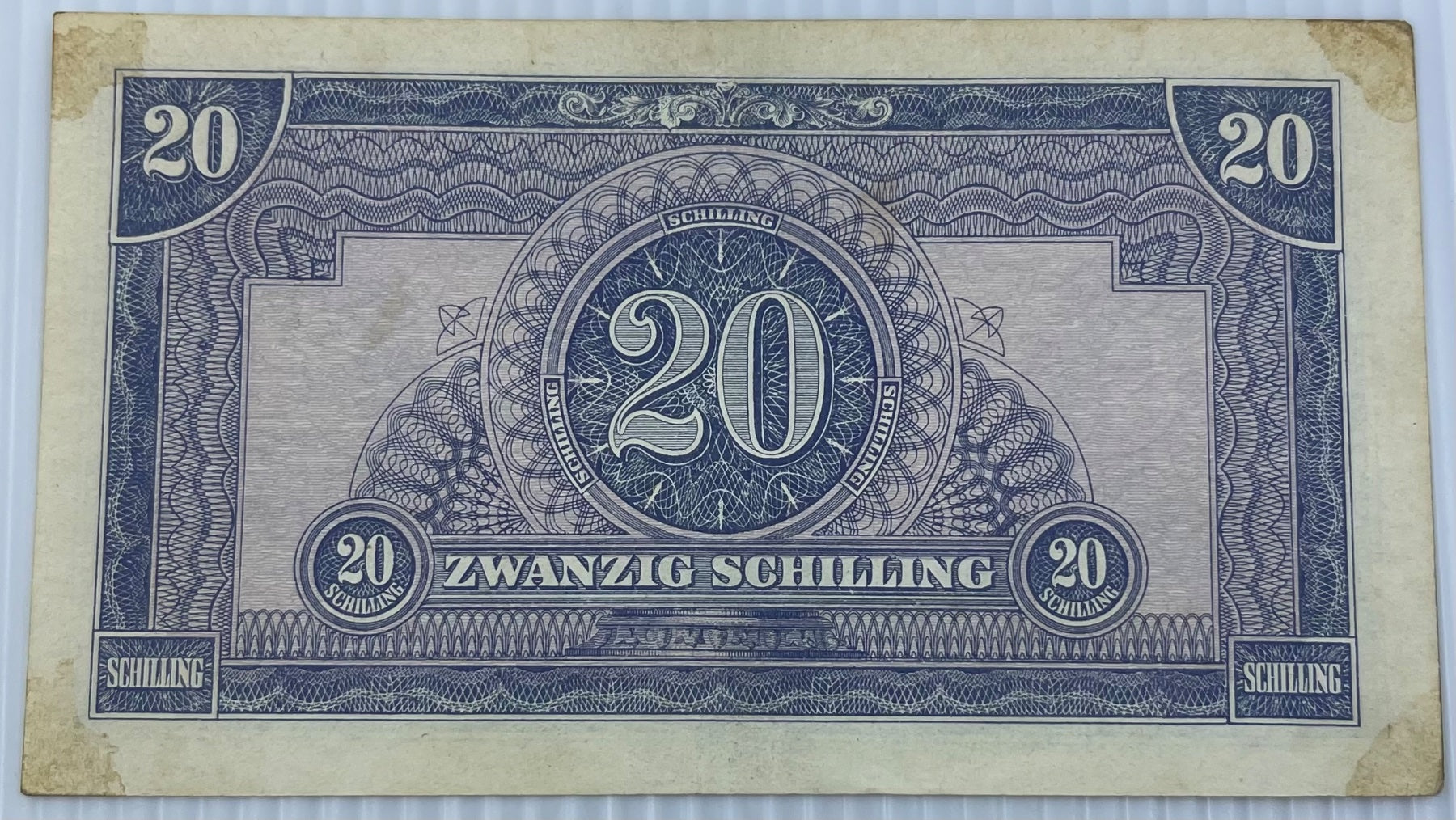 Austria 1944 20 Schilling P-107 Circulated World Banknote — back