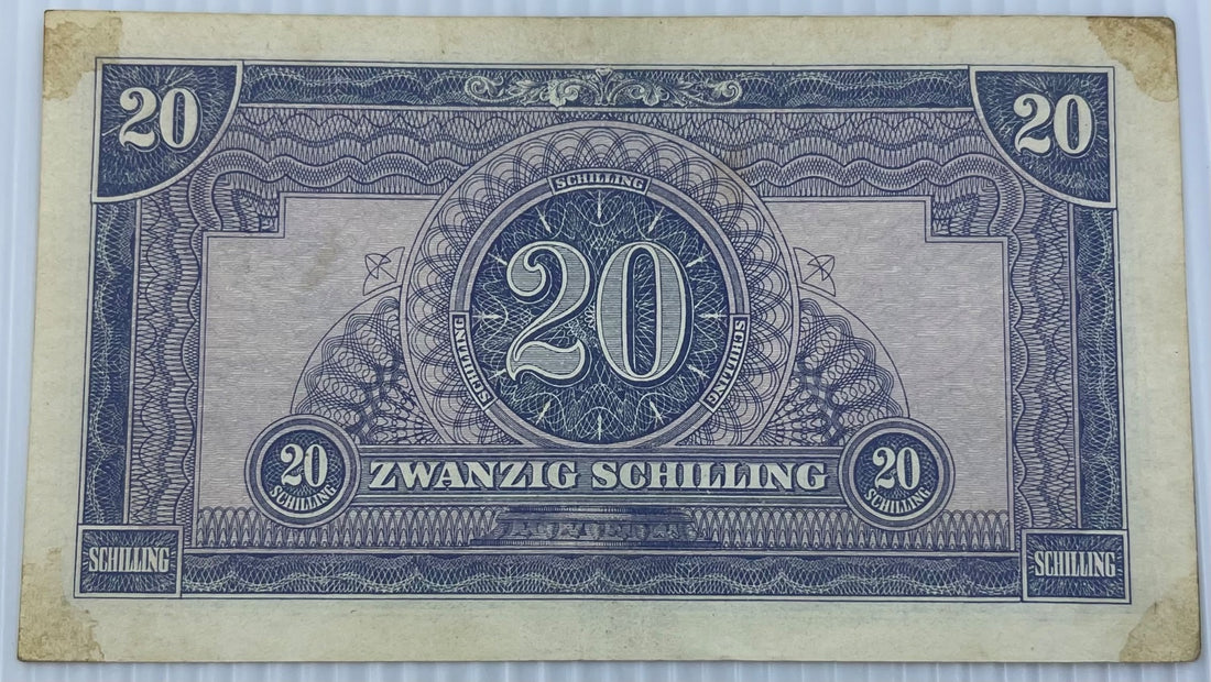 Austria 1944 20 Schilling P-107 Circulated World Banknote — back