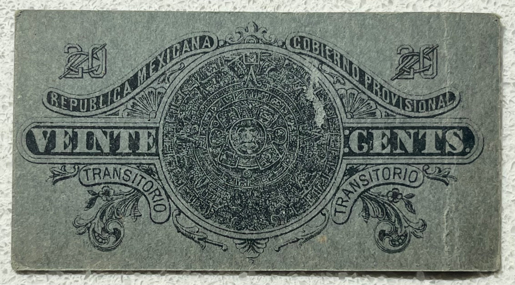 Mexico 1914 20 Centavos P-S699A Circulated World Banknote — back
