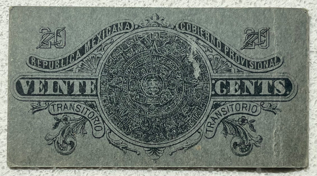 Mexico 1914 20 Centavos P-S699A Circulated World Banknote — back