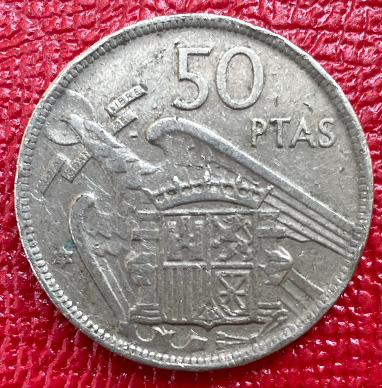 Spain 1957 50 Pesetas Circulated World Coin Item Shown — back