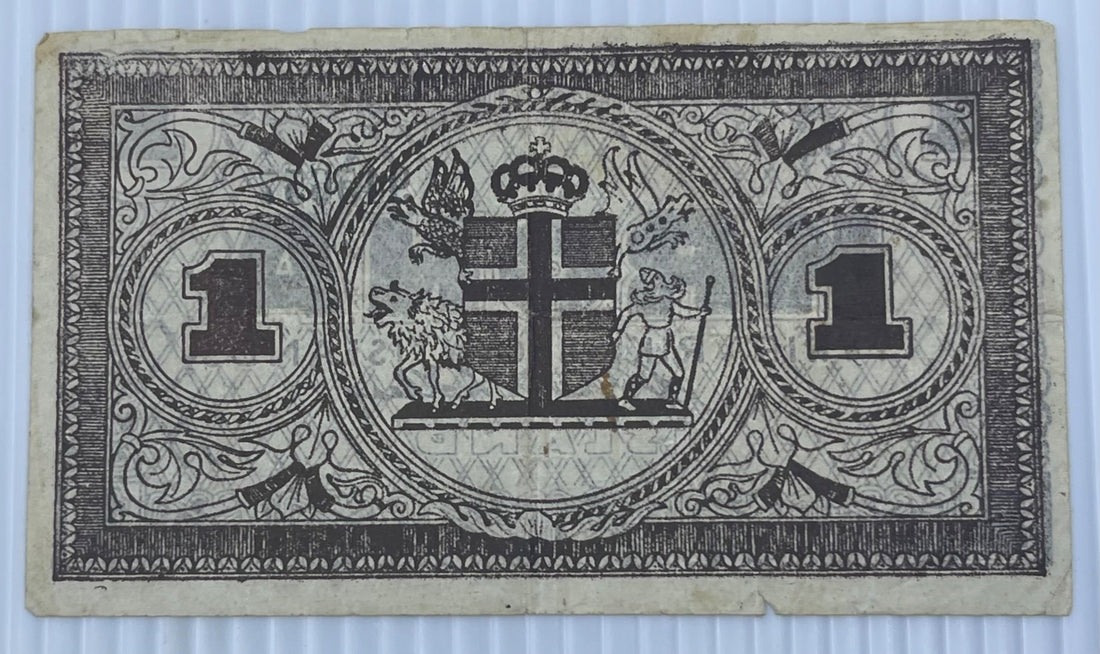 Iceland 1941 1 Króna Circulated World Banknote Note Shown — back