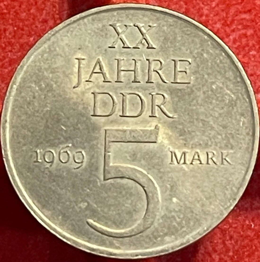German Democratic Republic (East Germany) 1969 5 Mark KM-39 Circulated World Coin Item Shown — back