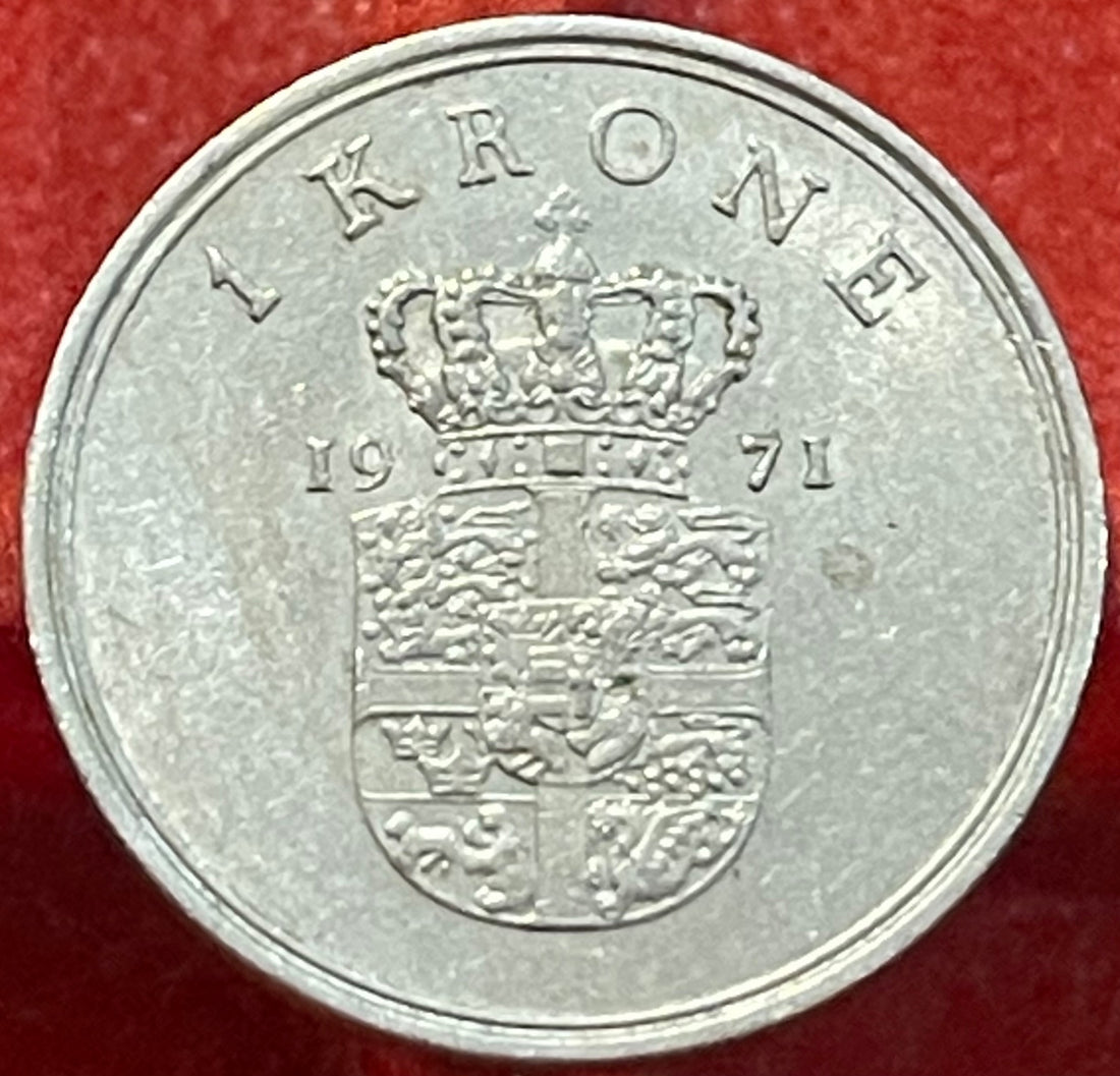 Denmark 1971 1 Krone KM-851.1 Circulated World Coin — back