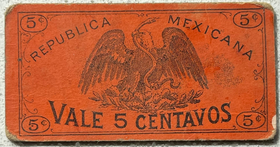 Mexico 1914 5 centavos P-S682A Circulated World Banknote — back