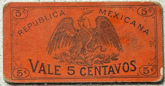 Mexico 1914 5 centavos P-S682A Circulated World Banknote — back