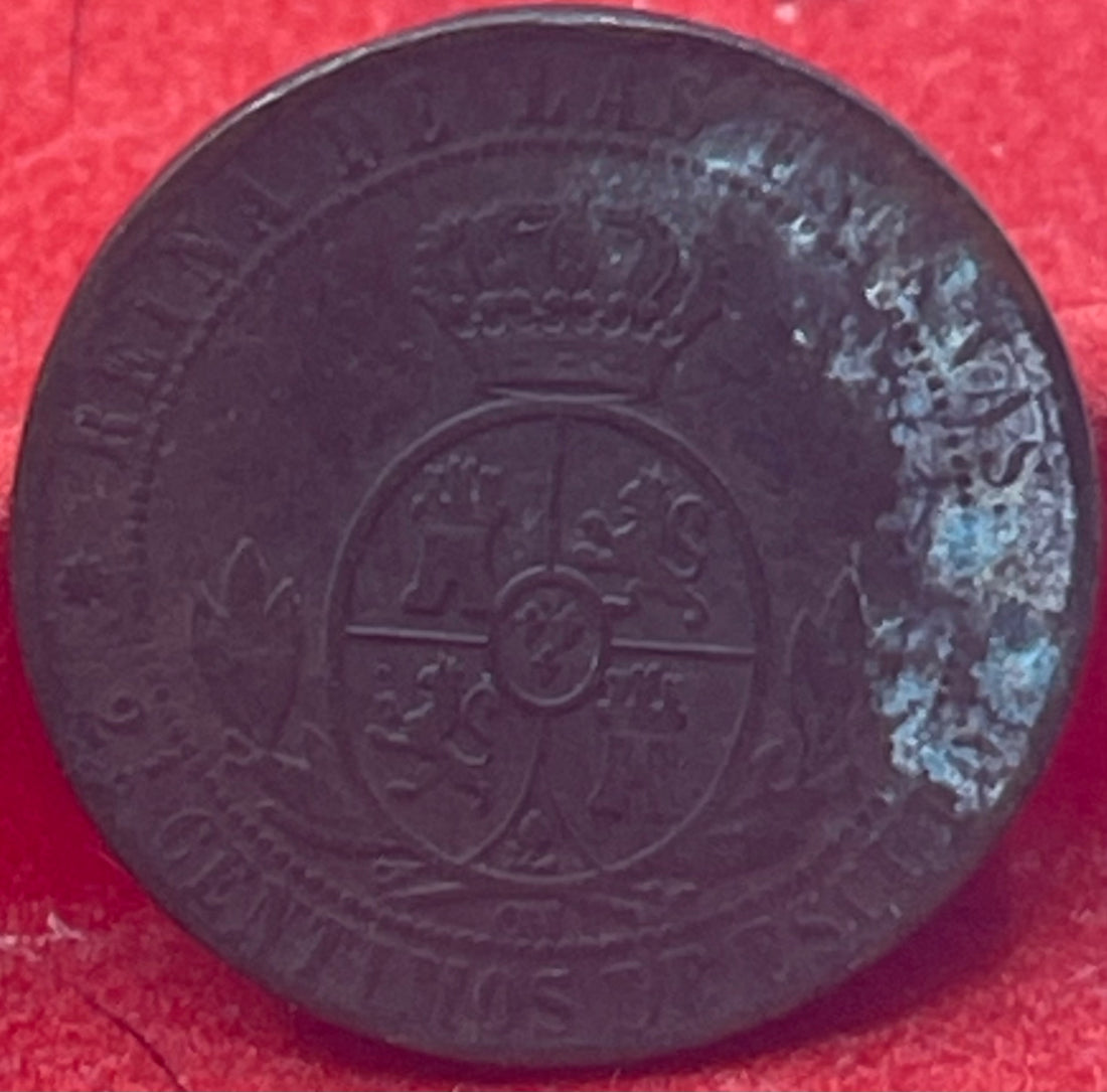 Spain 1868 10 Céntimos de Escudo Circulated World Coin — back