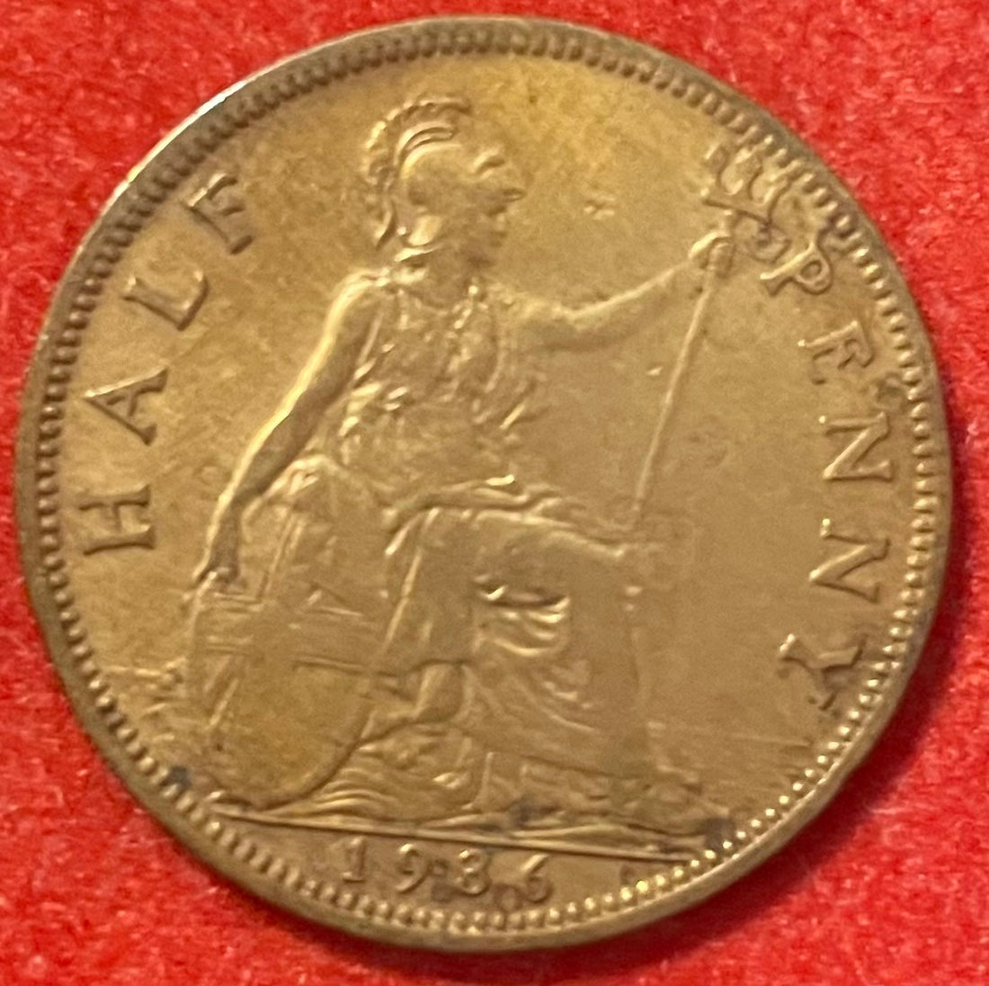 United Kingdom 1936 Half Penny (1/2d) Pound Sterling (pre-decimal) KM-810 Circulated World Coin Item Shown — back