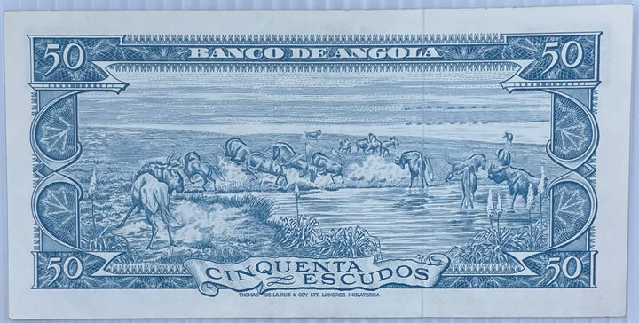 Angola 1962 law issue; printed/issued in the 1960s-early 1970s 50 Escudos P-95 Circulated World Banknote Note Shown — back