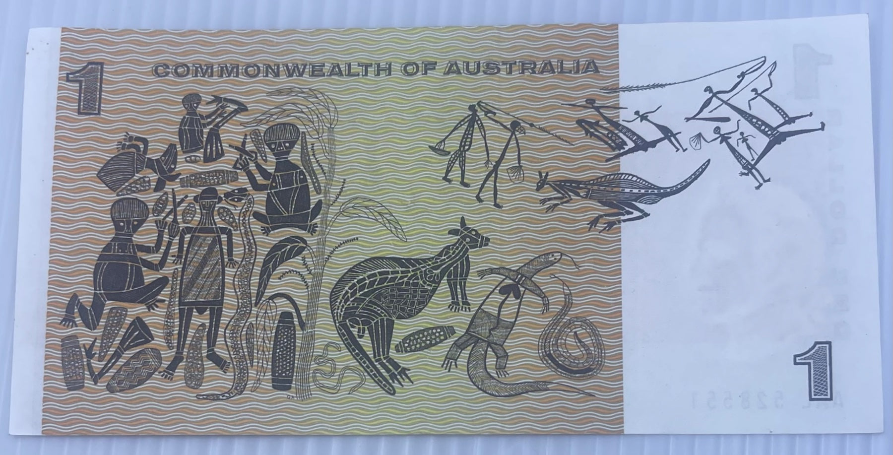 Australia 1972 1 Dollar P-37 Circulated World Banknote — back