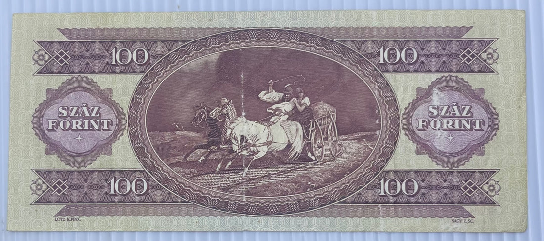 Hungary 1984 100 Forint Circulated World Banknote Note Shown — back
