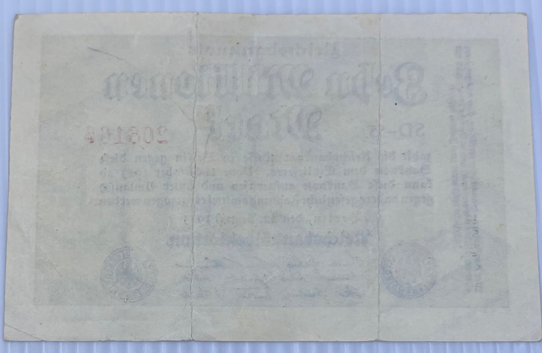 Germany 1923 10 Million P-106A Circulated World Banknote — back