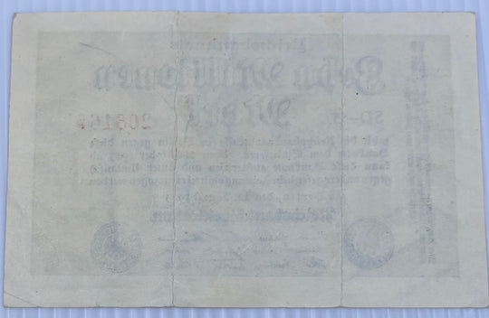 Germany 1923 10 Million P-106A Circulated World Banknote — back