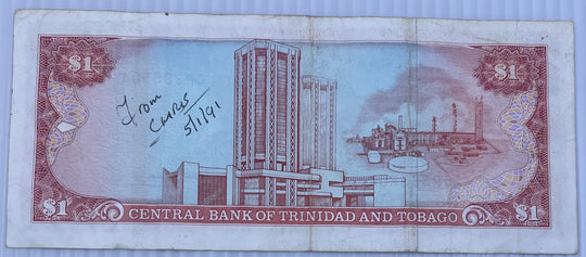Trinidad and Tobago 1985 1 Dollar P-36 Circulated World Banknote — back