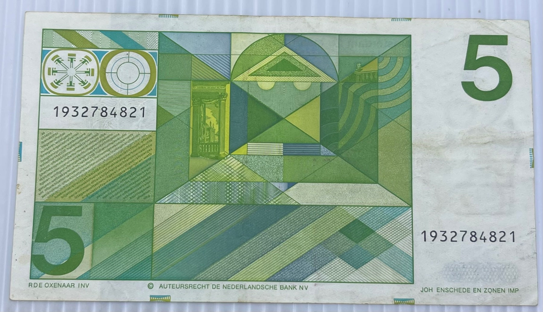 Netherlands 1973 5 Gulden P-95 Circulated World Banknote — back