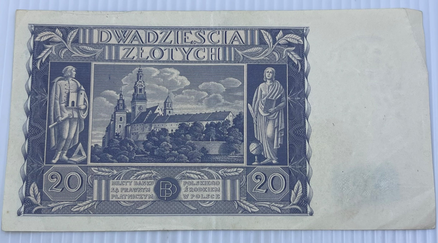 Poland 1936 20 Zlotych P-77 Circulated World Banknote — back
